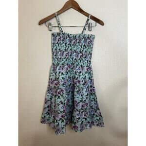 Janie And Jack Dress Big Girls 16 Light Blue Floral Smocked Straps Sweetheart